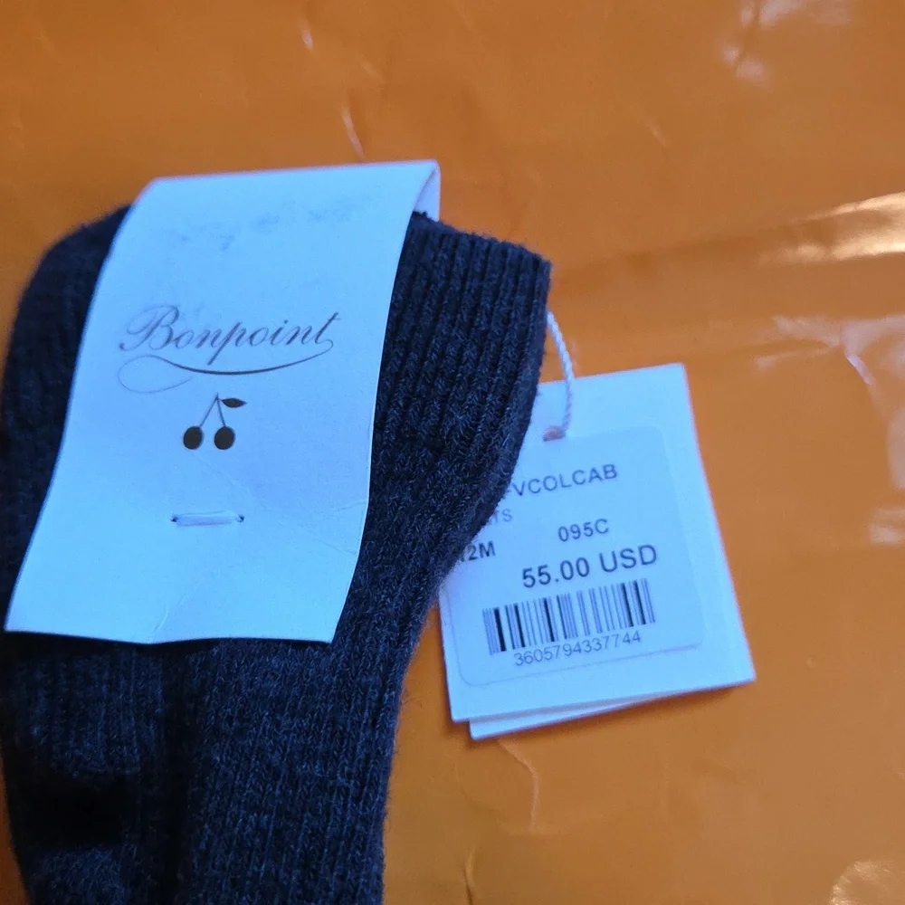 Nwt! Bonpoint Baby Girl Tight Charcaol Grey 12m